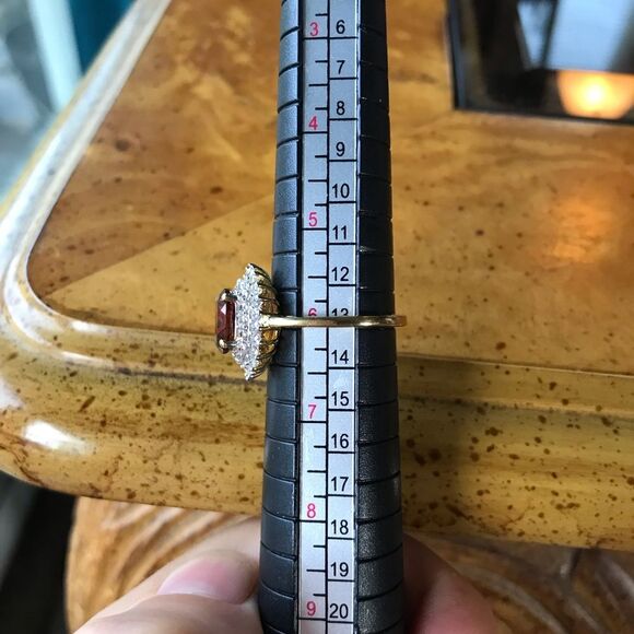 Natural Citrine Sterling Silver Yellow Gold Vermeil Double Halo Ring Size 6 - Picture 9 of 9